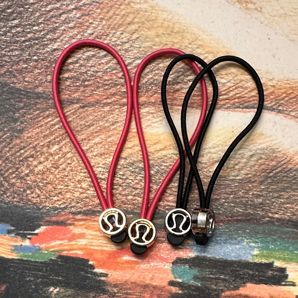 Lululemon Hair dark pink and black zipper pull or Ties Set - Picture 2 of 4